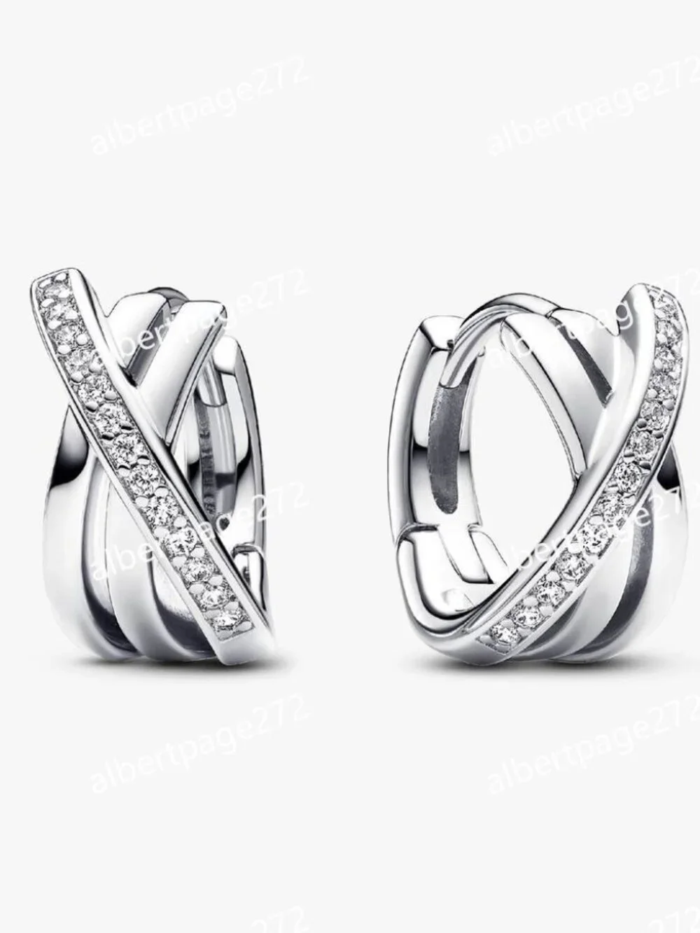 Crossover Pavé Hoop Earrings
